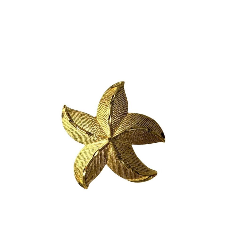 Vintage Signed Torino Gold Tone Star Starfish Shiny Textured Brooch Pin‎